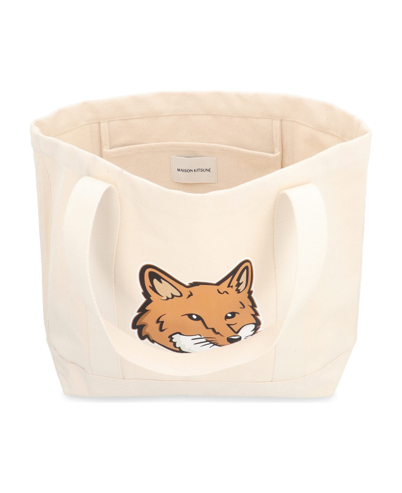Maison Kitsuné Fox Head Canvas Tote Bag - Ecru トートバッグ