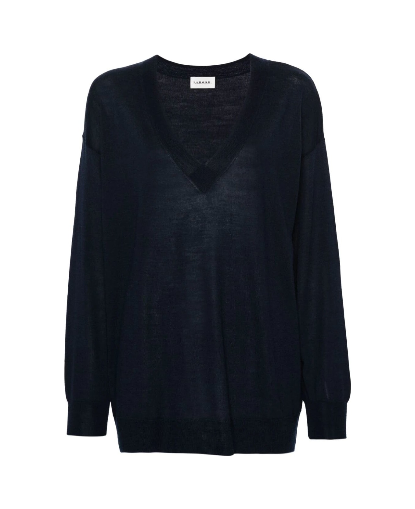 Parosh Oversized V Neck Sweater - Blue