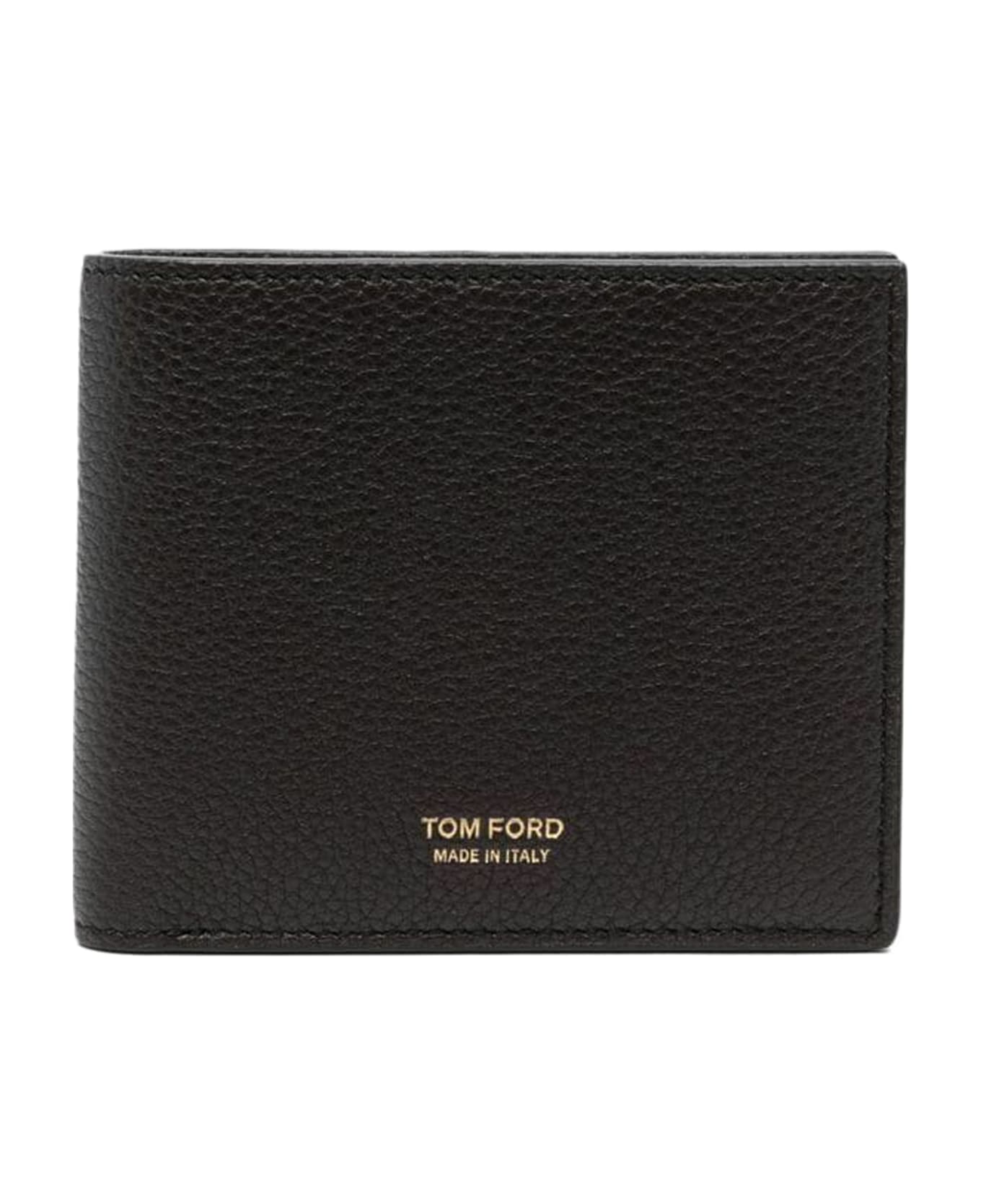 Tom Ford Soft Grain Leather T Line Classic Bifold Wallet - Black
