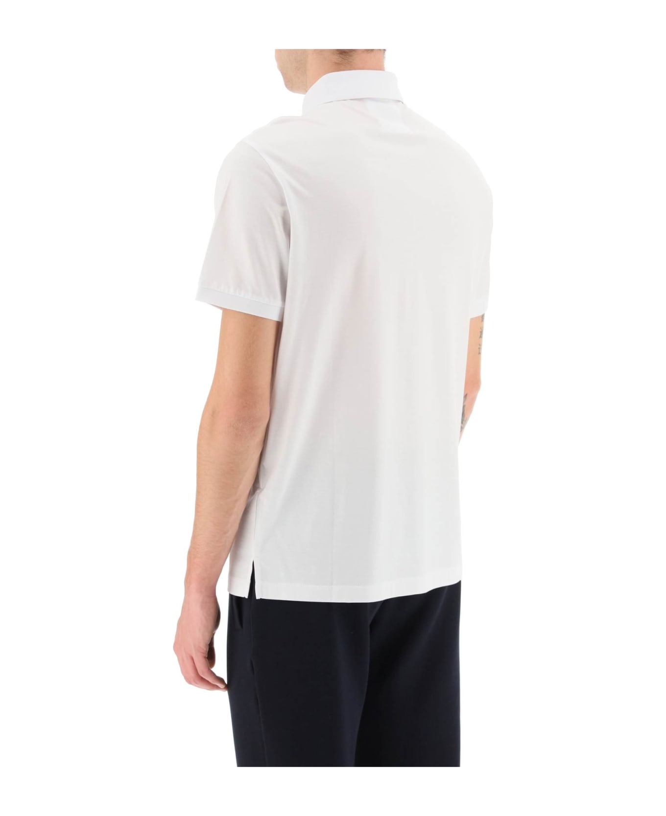 Emporio Armani Lyocell And Cotton Polo Shirt With Micro Logo Emporio Armani - BIANCO OTTICO (White) ポロシャツ