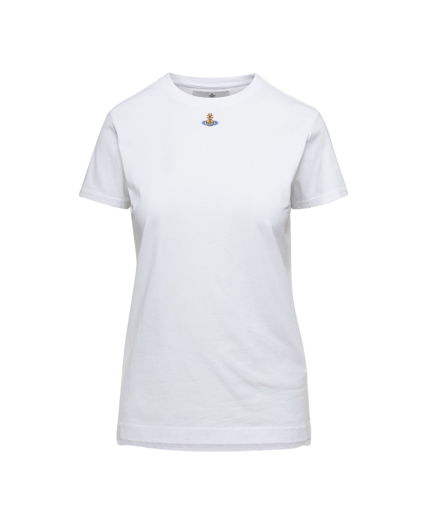 Vivienne Westwood White Crewneck T-shirt With Signature Orb Logo In Cotton Woman - White