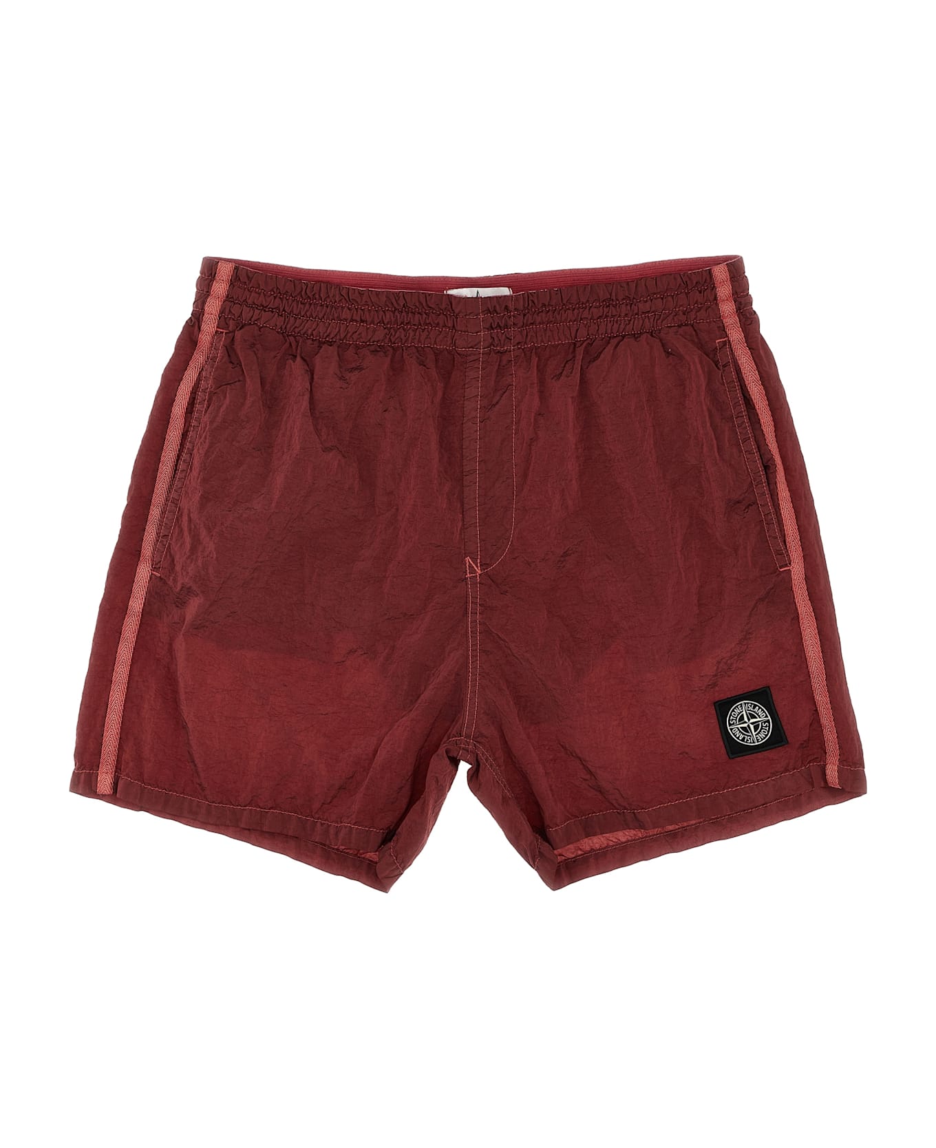 Stone Island Junior Logo Swimsuit - Bordeaux
