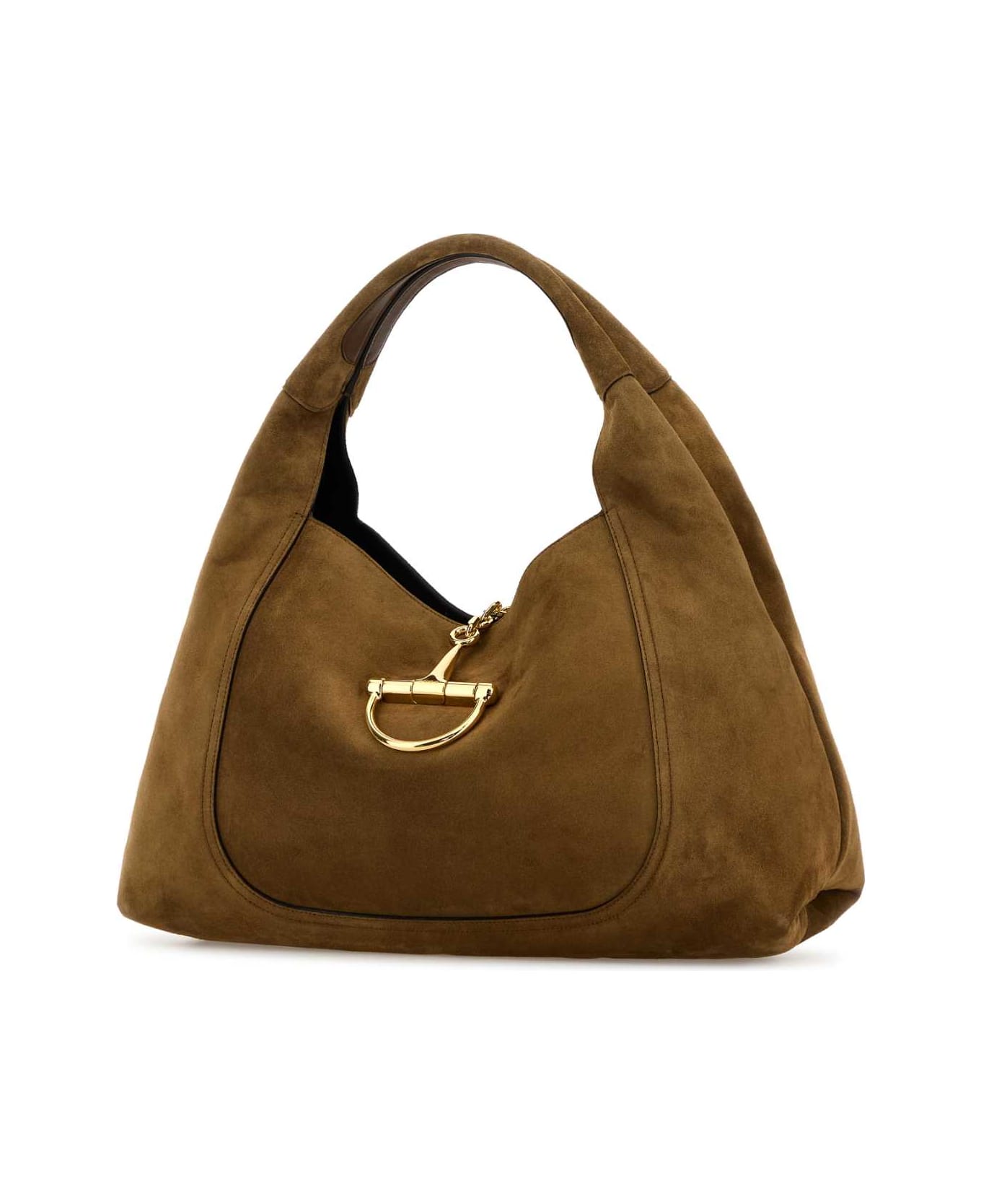 Gucci Camel Suede Maxi Gucci Softbit Shoulder Bag - PEPPERBRPEPPERBR