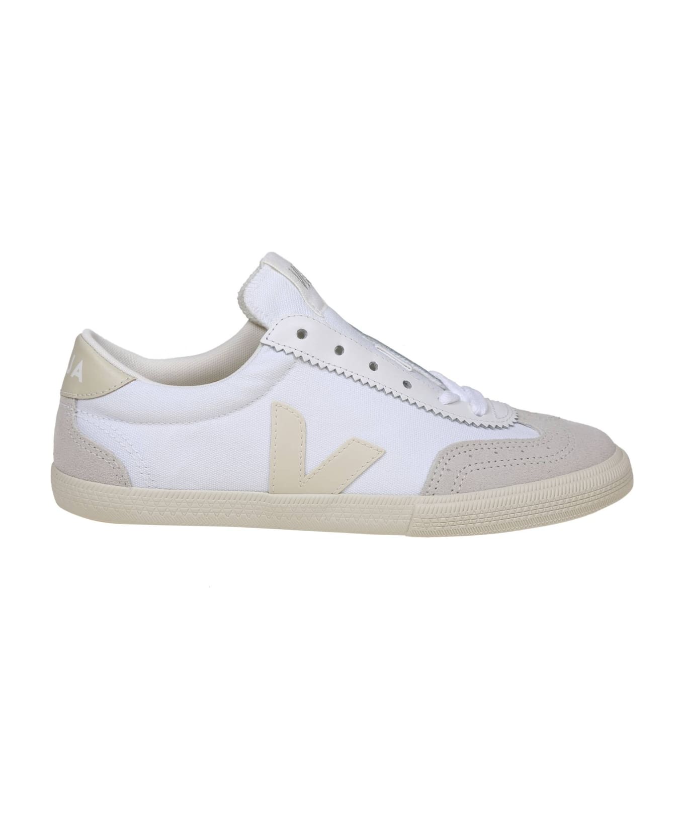 Veja Volley Sneakers In Canvas Color White/beige - white/pierre