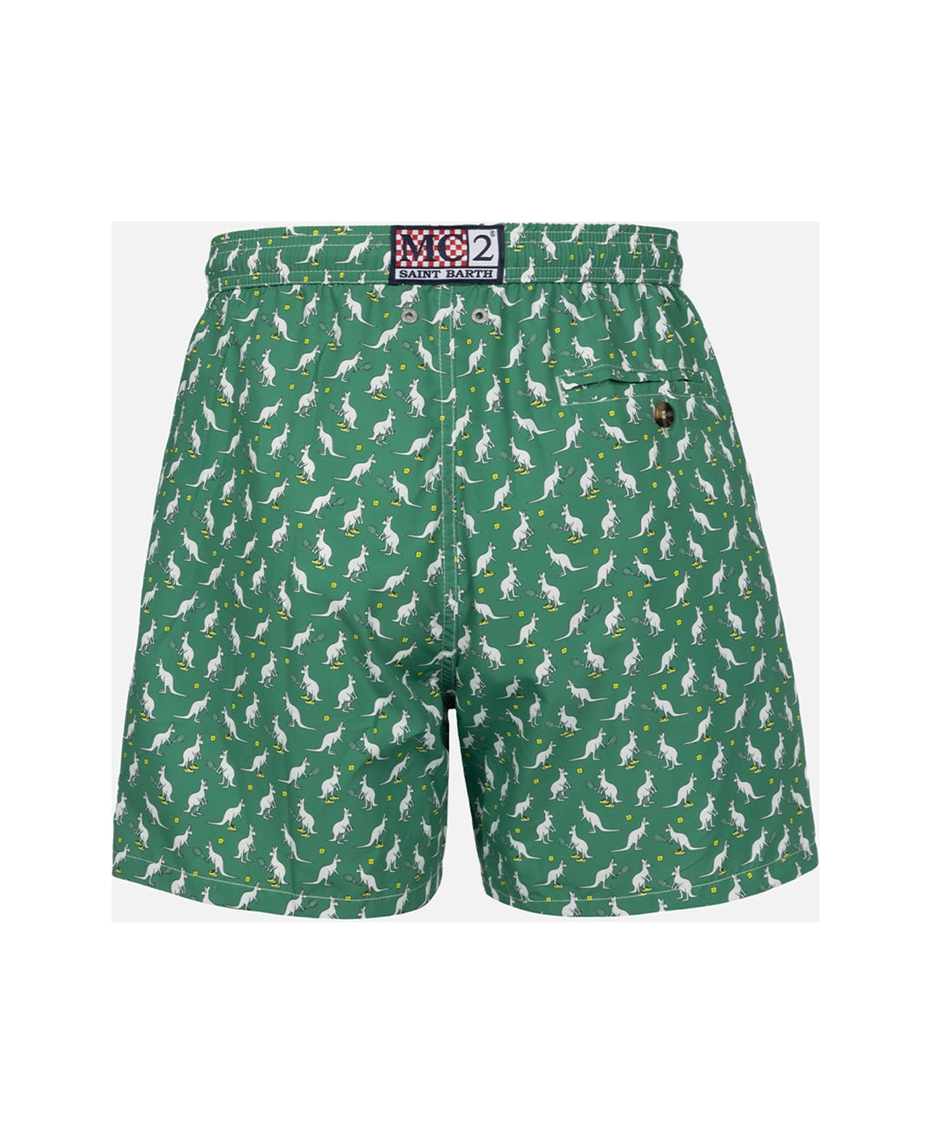MC2 Saint Barth Man Lightweight Fabric Swim-shorts Lighting Micro Fantasy With Australian Brand Logo Print | Australian Brand Special Edition - GREEN