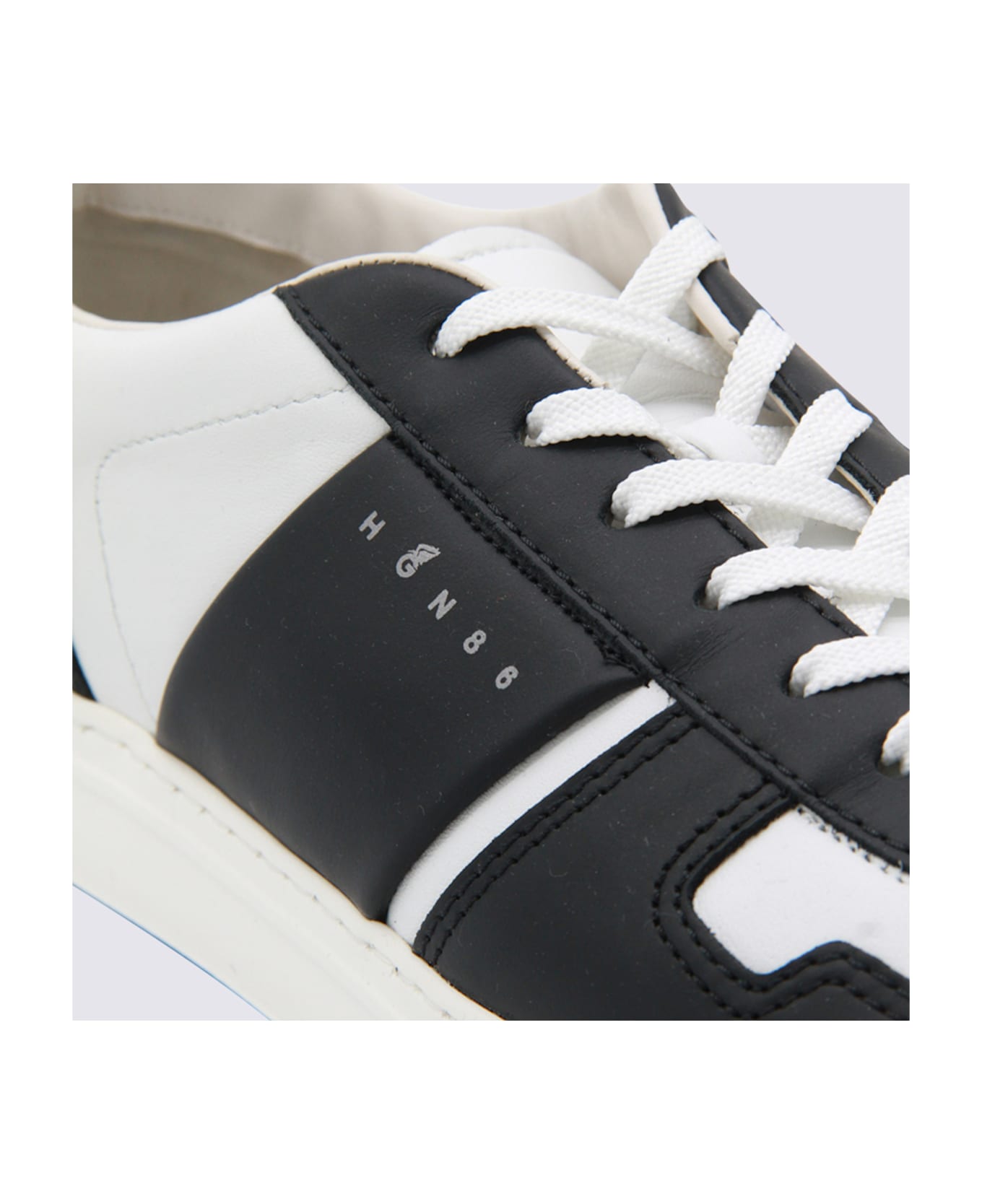 Hogan Black And White Leather Sneakers - Black