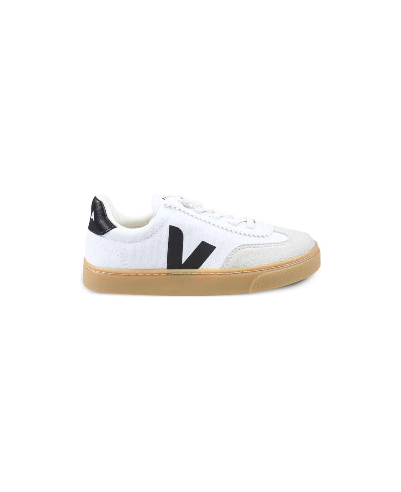 Veja 
volley
 White Low Top Sneakers With Contrasting Heel With Logo Lettering And Logo Detail On The Side In Canvas Boy - White