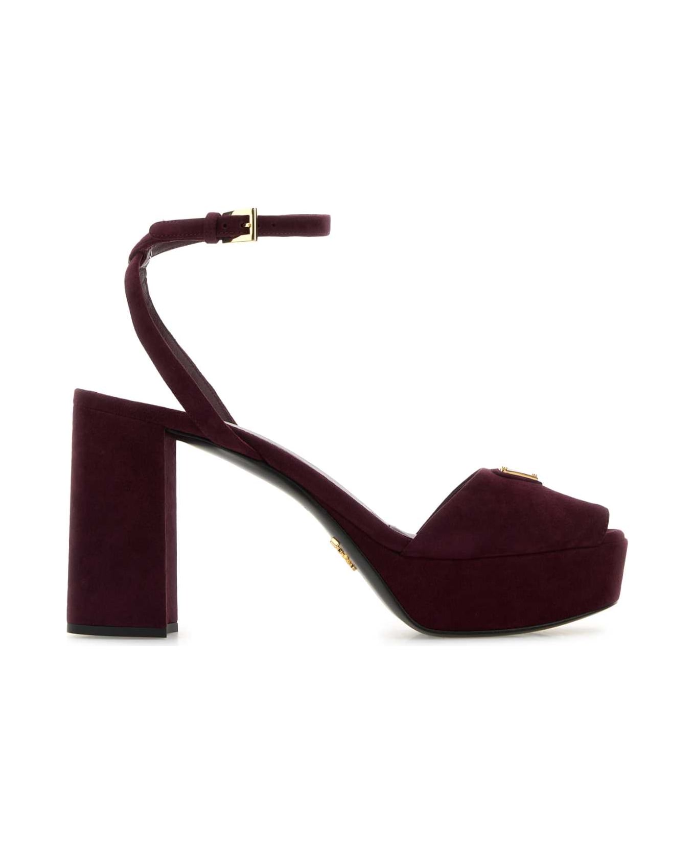 Prada Tyrian Purple Suede Sandals - BORDEAUX