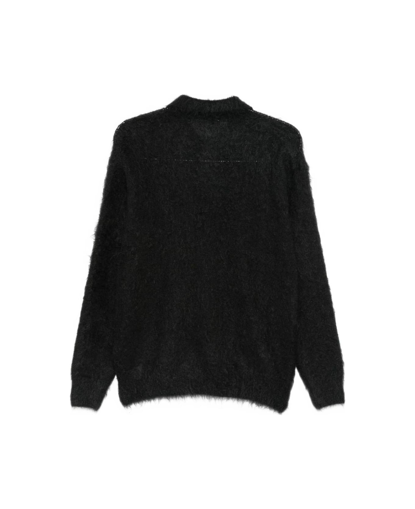 Auralee Wool Polo Shirt - Black