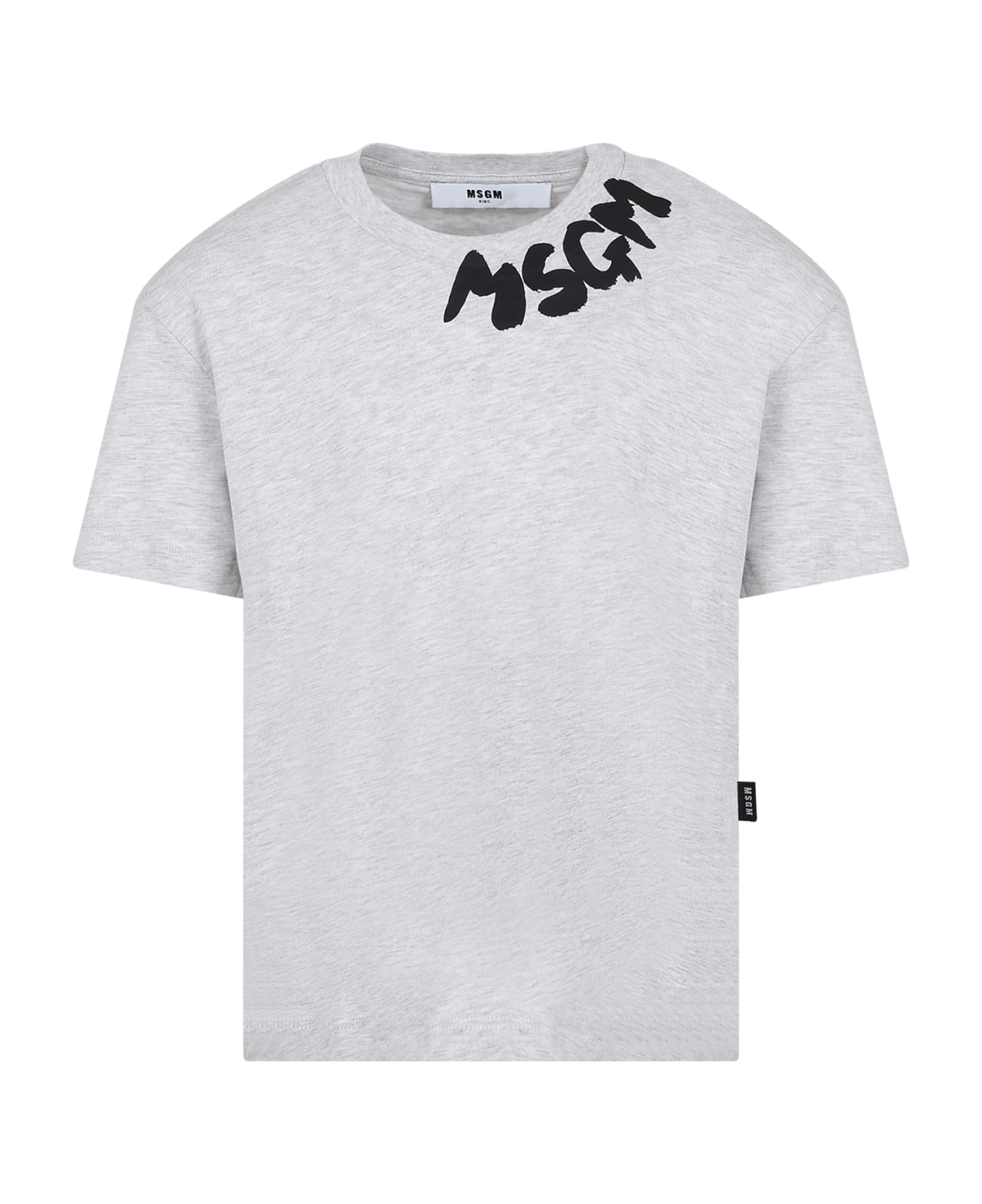 MSGM Grey Sweatshirt For Kids With Logo - Grigio melange Tシャツ＆ポロシャツ