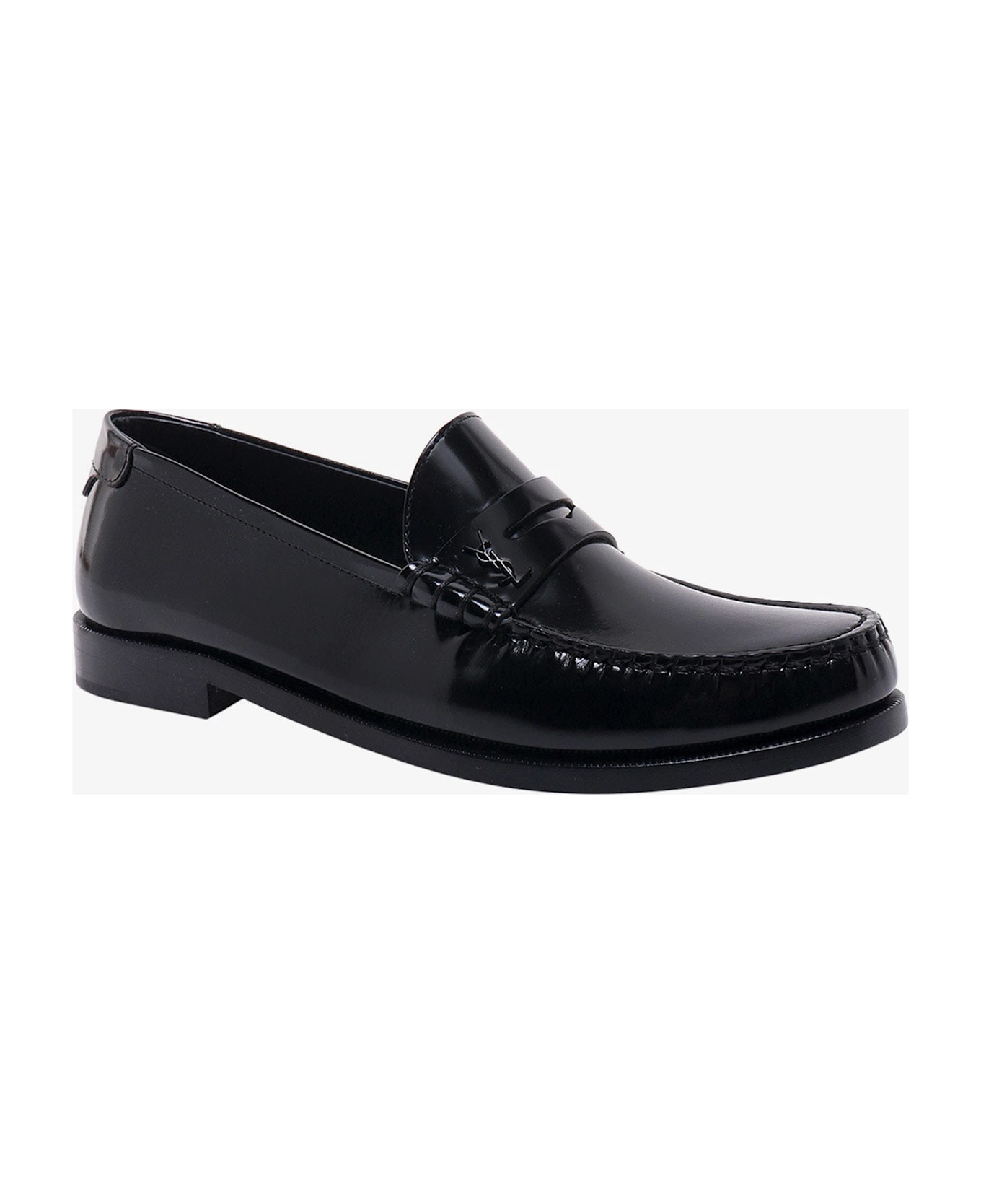 Saint Laurent Monogram Leather Loafer - Black