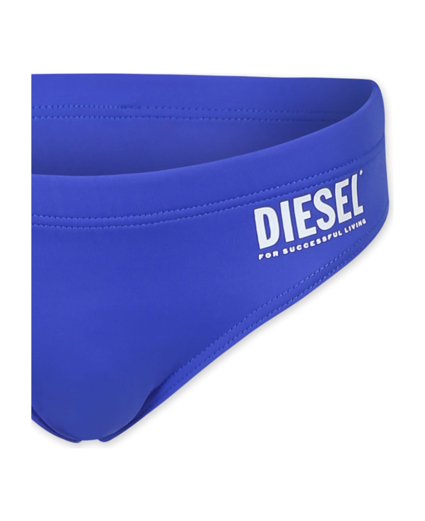 Diesel Blue Swim Briefs For Boy With Logo - Blue