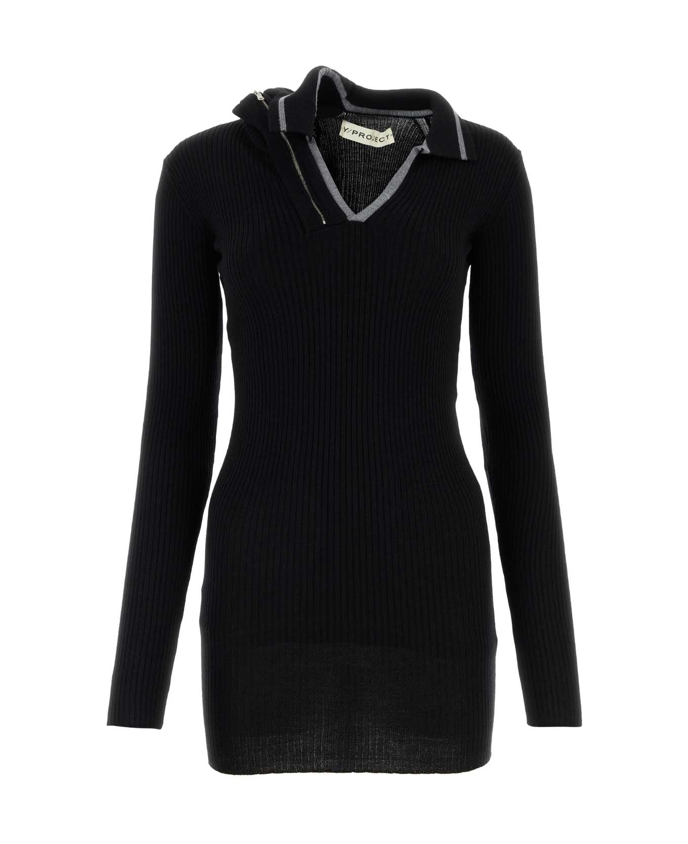 Y/Project Black Wool Mini Dress - EVERGREEN BLACK