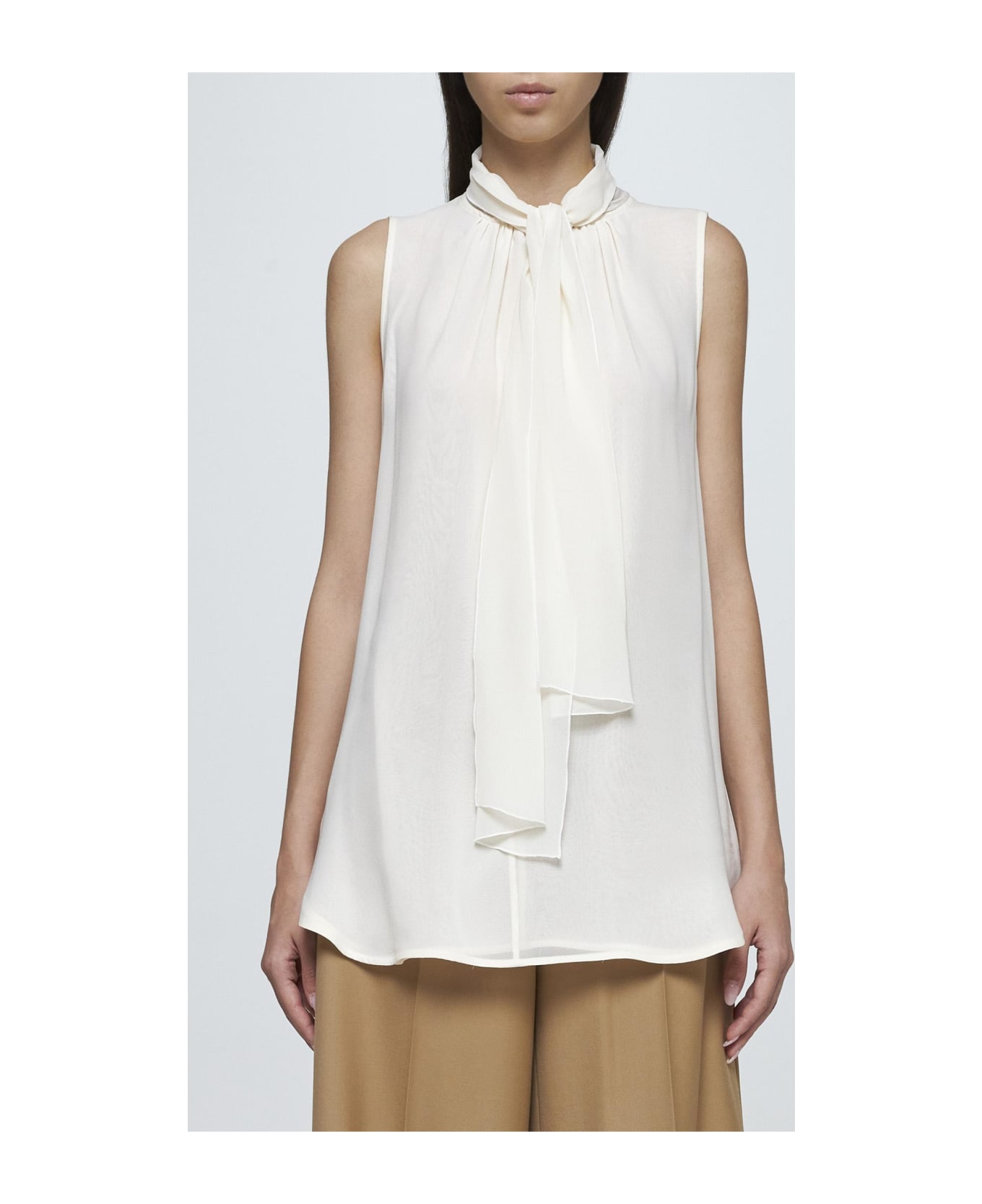 Max Mara Mela Pussy Bow Neck Silk Blouse - Non definito