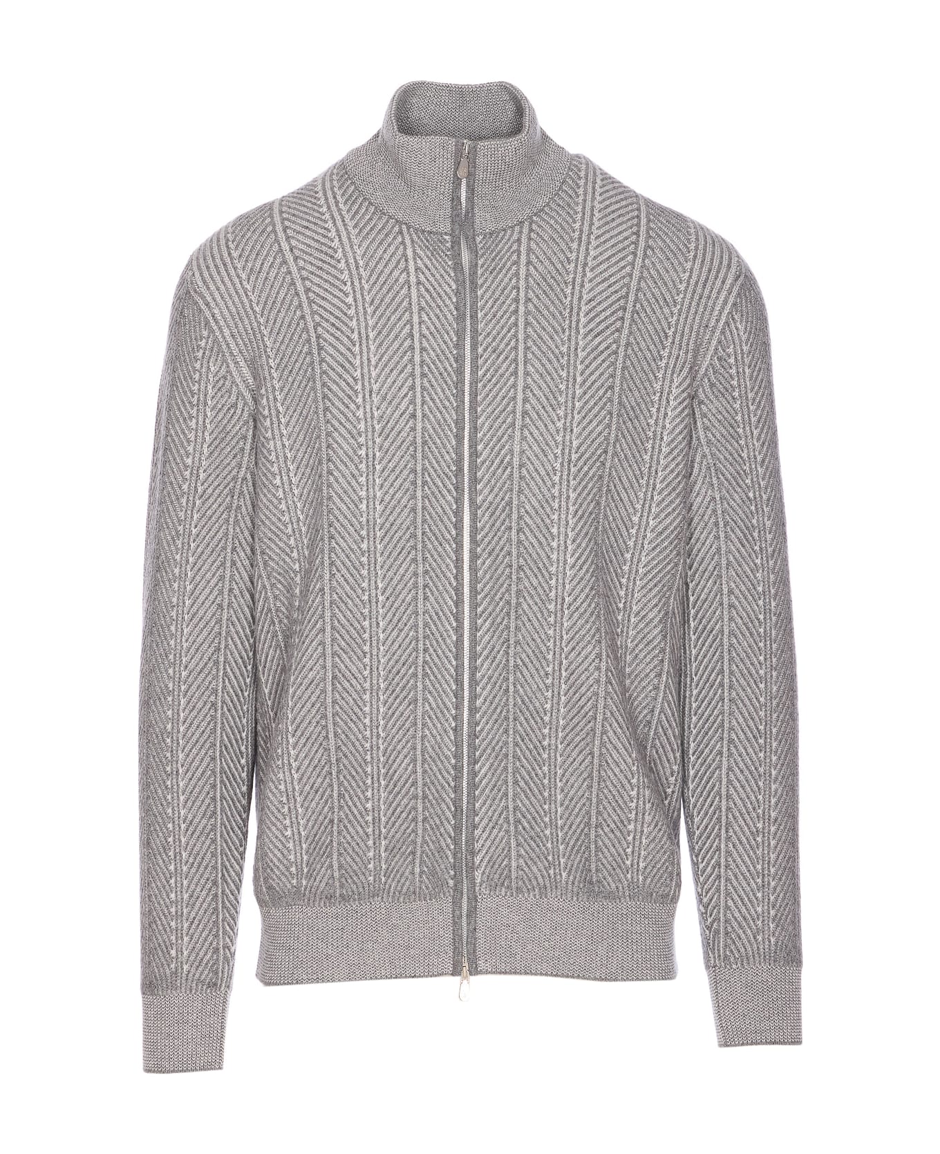 Brunello Cucinelli Zipped Cardigan - Grey