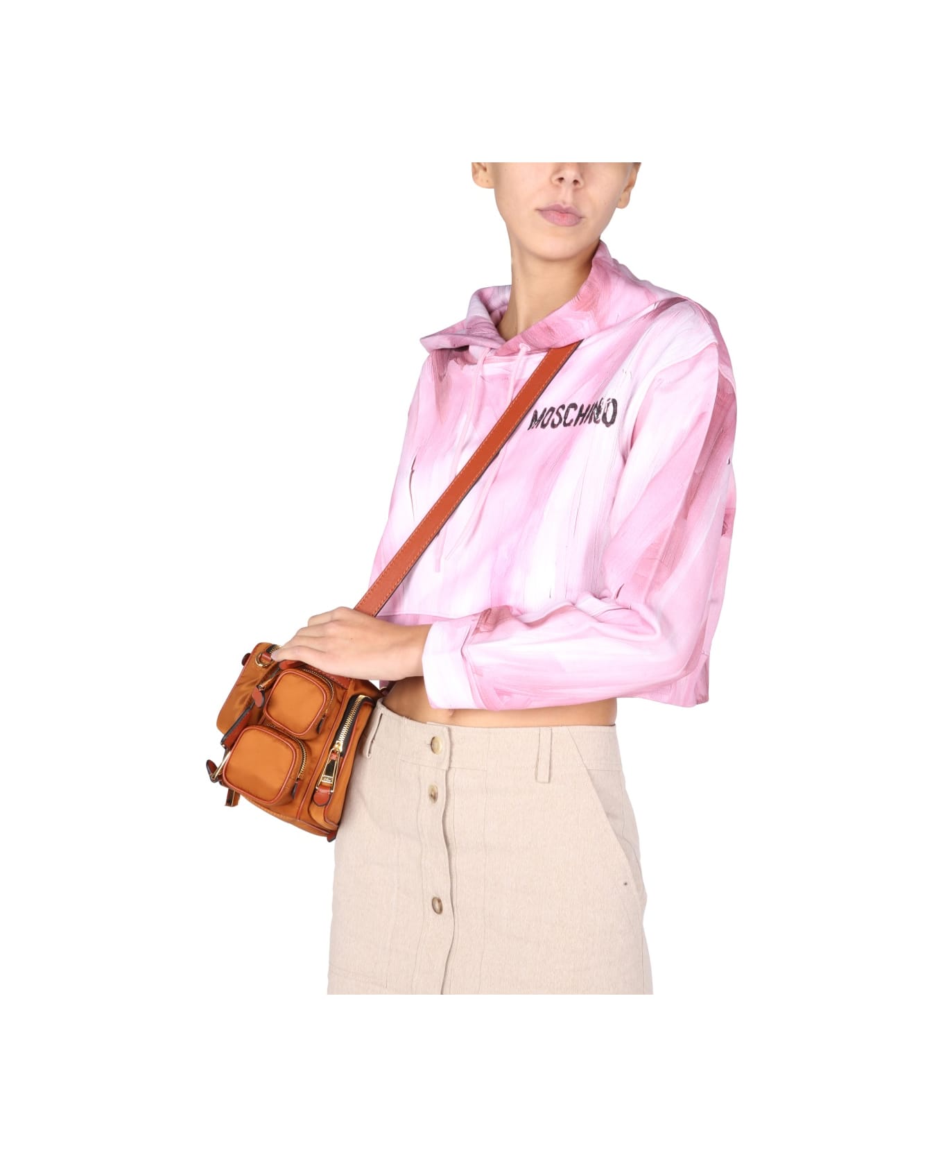 Moschino "art Theme" Cropped Sweatshirt - PINK フリース