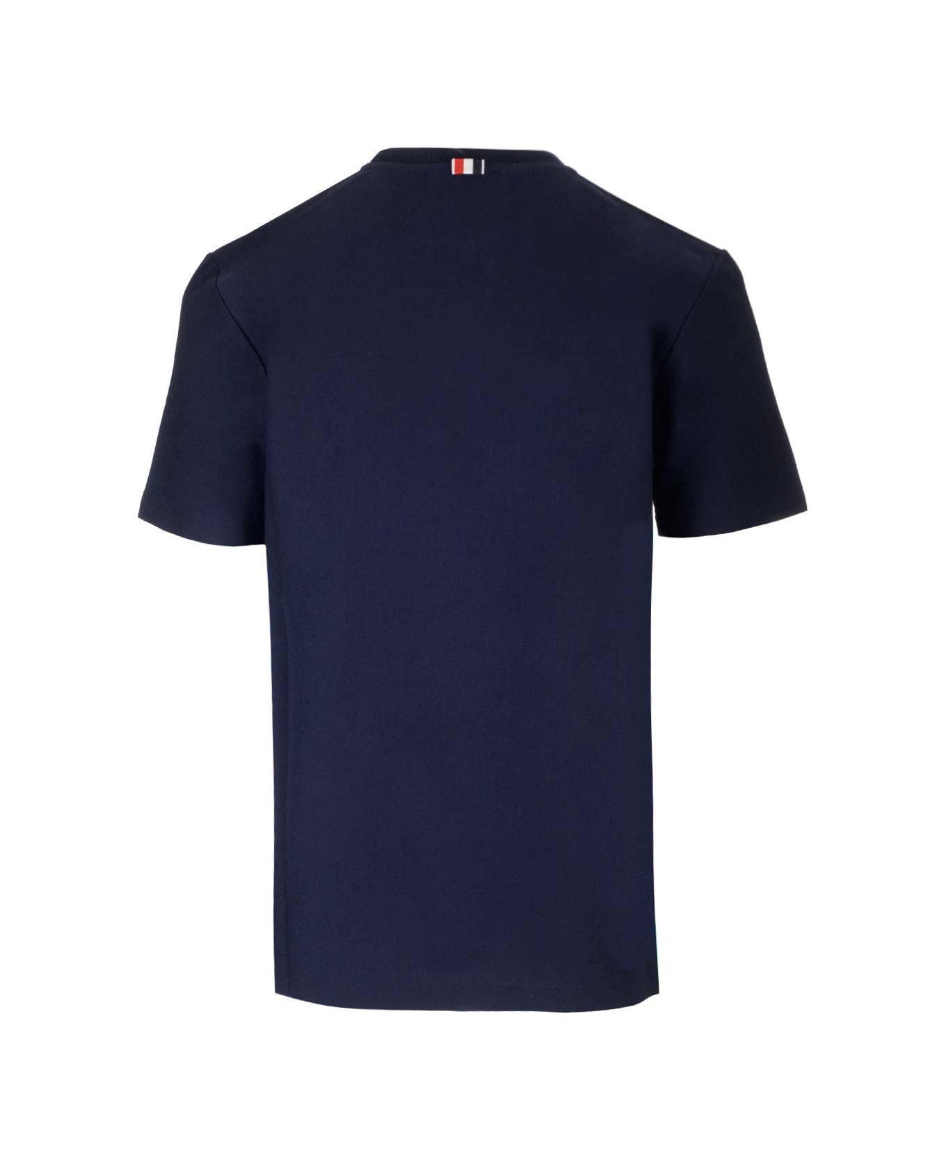 Thom Browne T-shirt With Striped Band - BLUE
