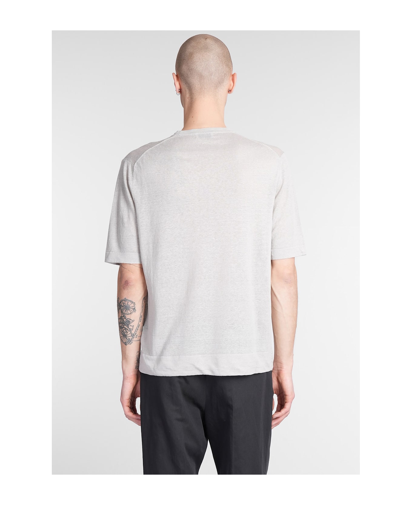 Ballantyne T-shirt In Grey Linen - grey