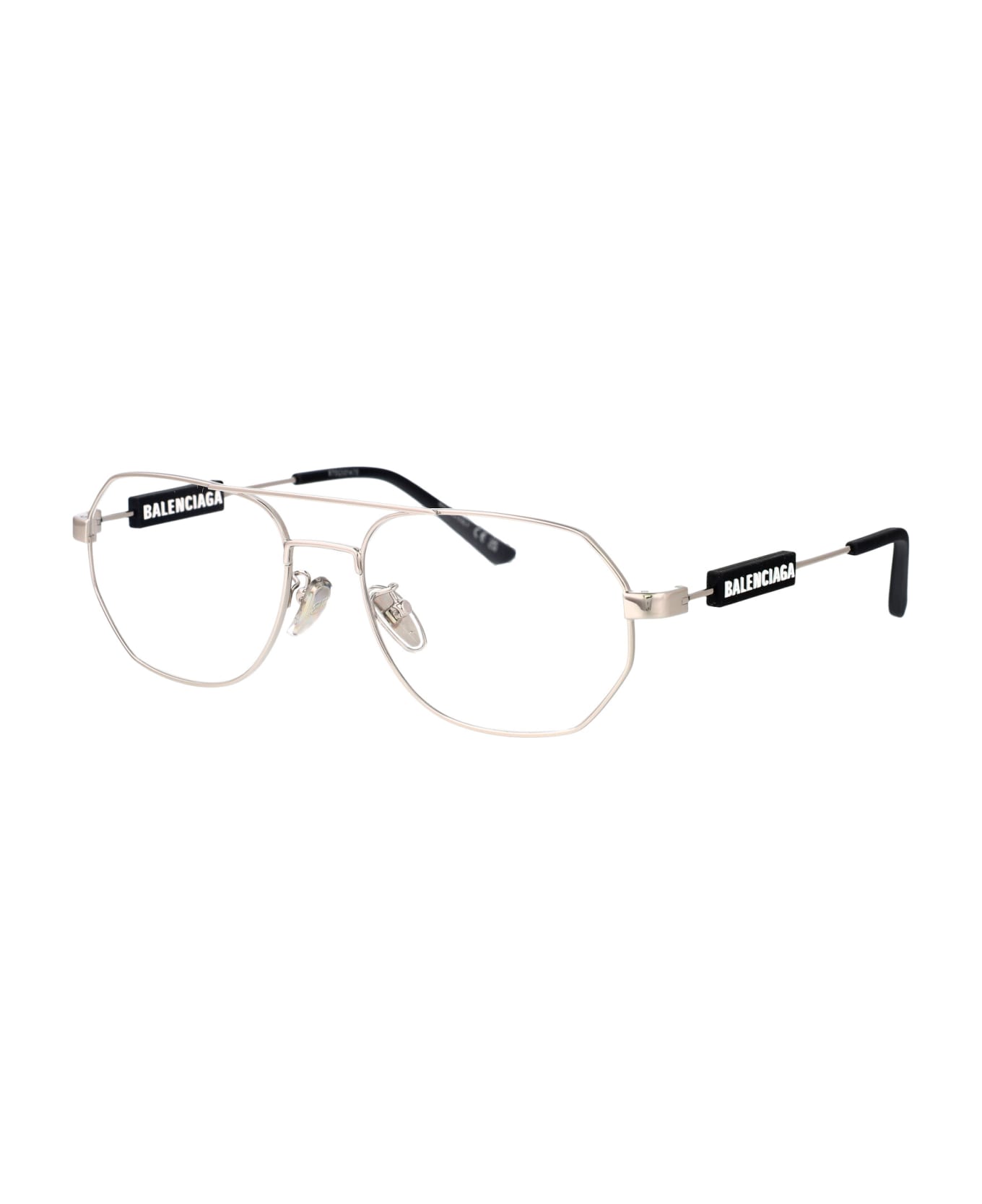 Balenciaga Eyewear Bb0117o Glasses - 002 SILVER SILVER TRANSPARENT