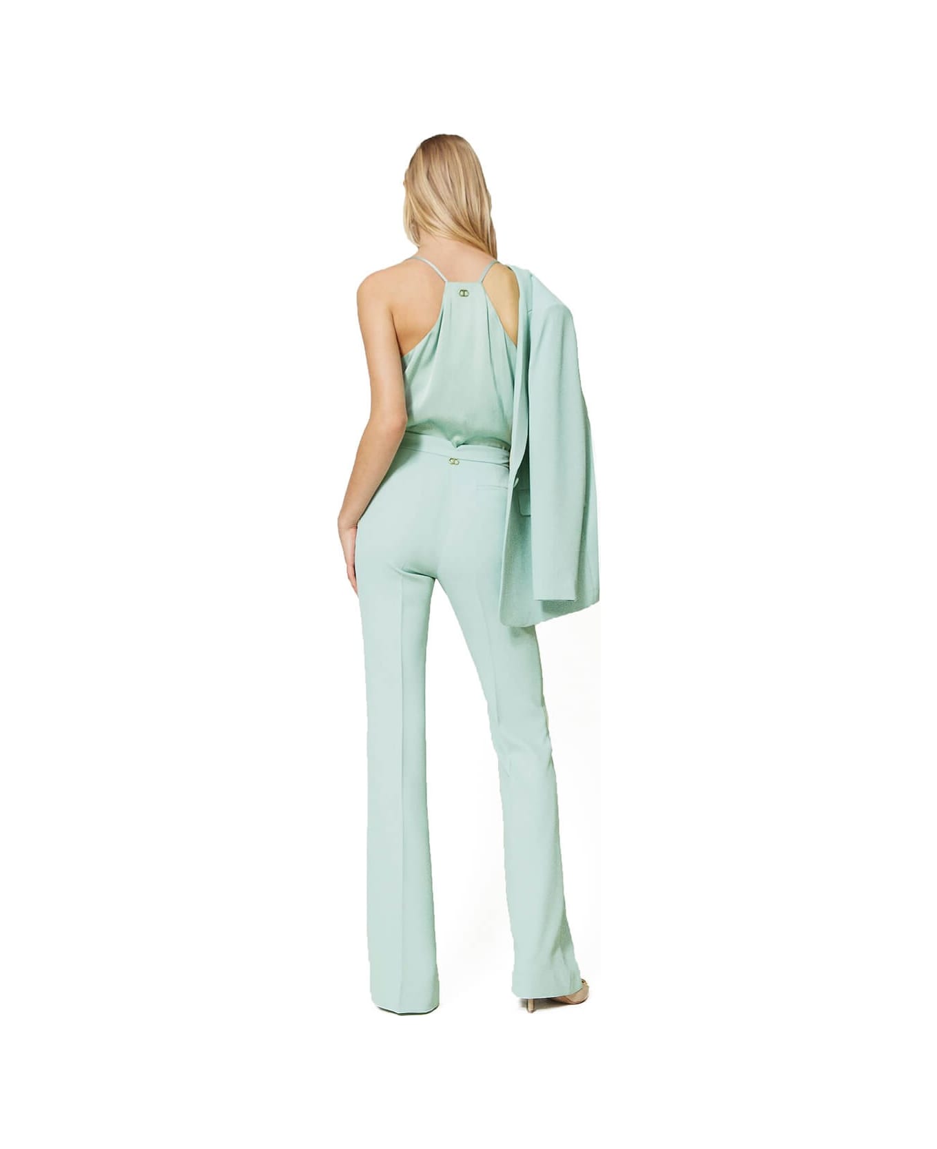 TwinSet Green Flare Trousers - Mint