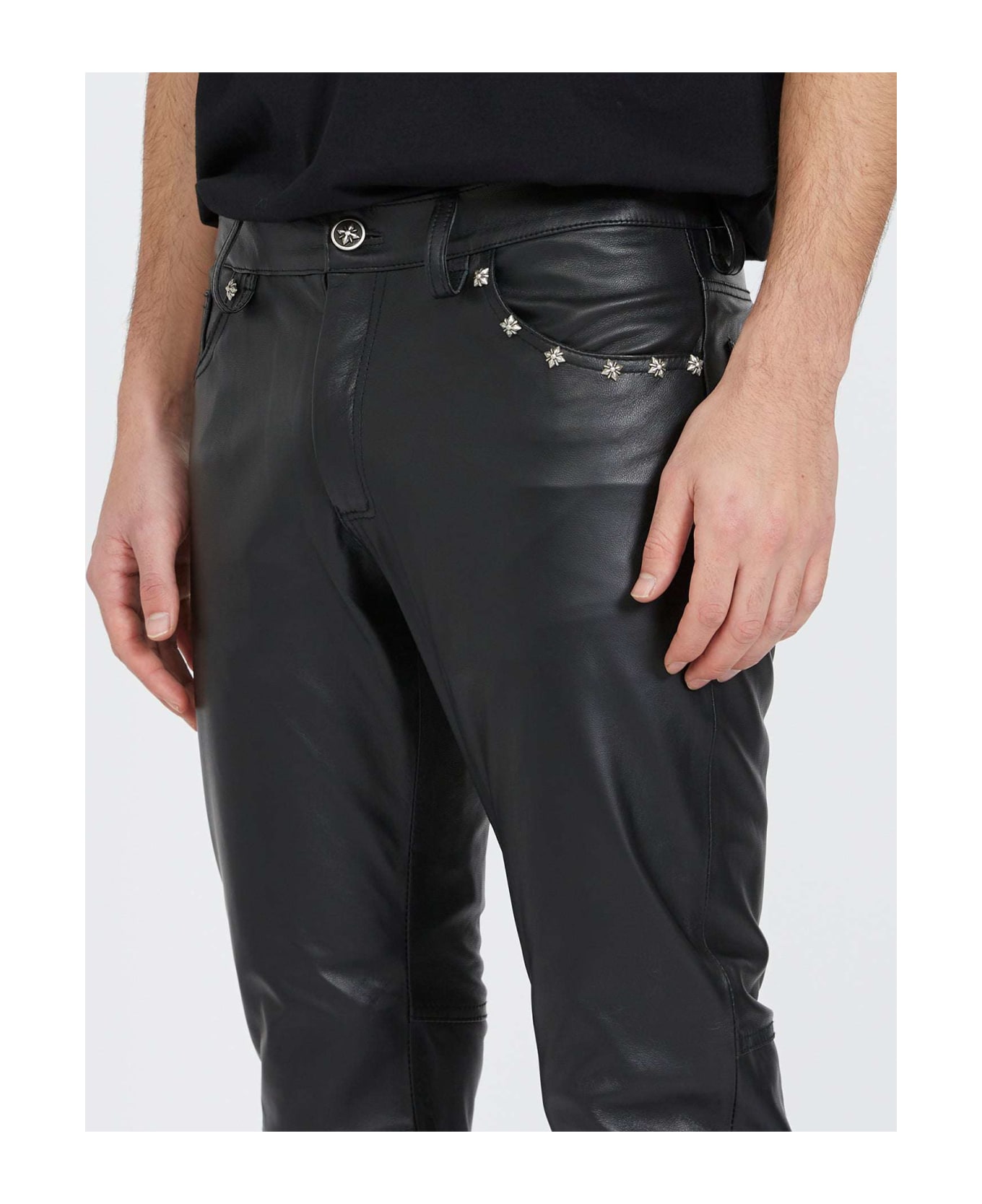John Richmond Skinny Pants In Faux Leather - Nero