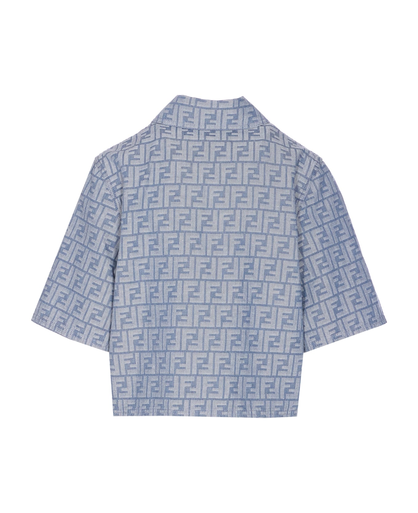 Fendi Ff Logo Denim Shirt - Blue