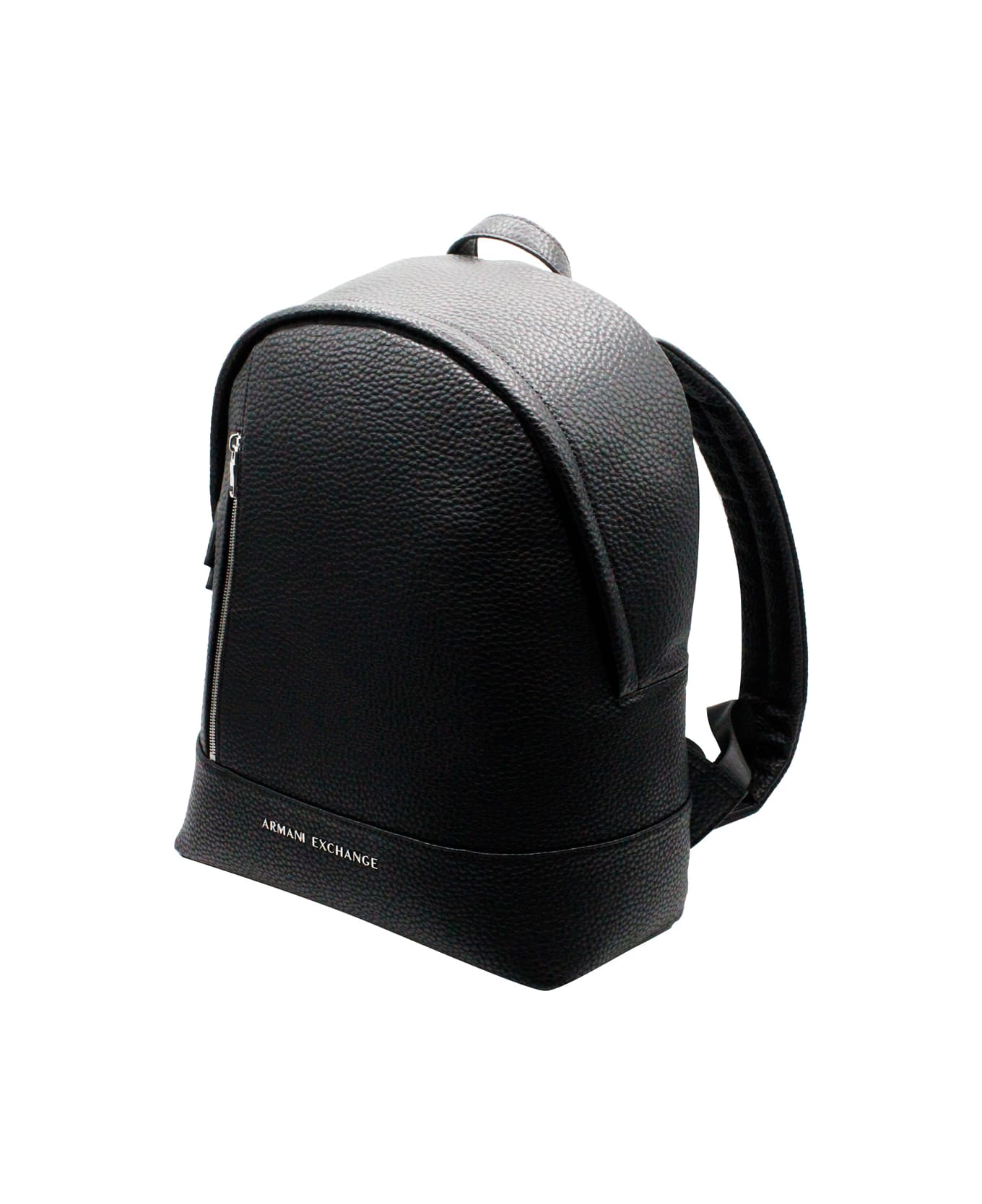 Armani Collezioni Backpack In Very Soft Soft Grain Eco-leather With Logo On The Front. Adjustable Shoulder Straps. Measures 38x32x12 Cm - Black