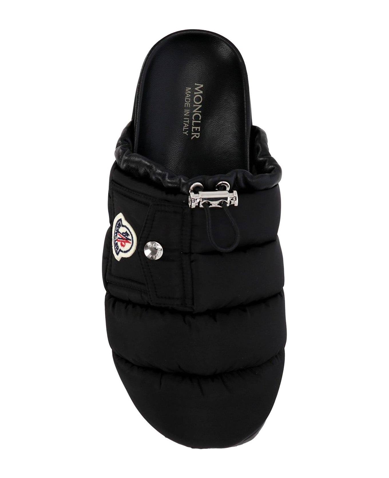 Moncler Logo Patch Padded Slippers - Black