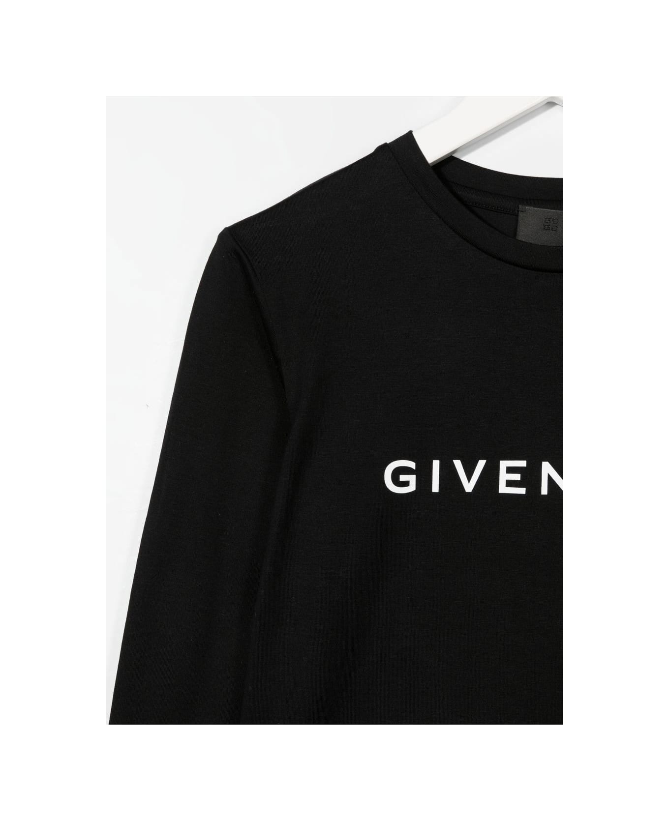 Givenchy Kids Black Long Sleeve T-shirt With Signature And Logo - BLACK Tシャツ＆ポロシャツ