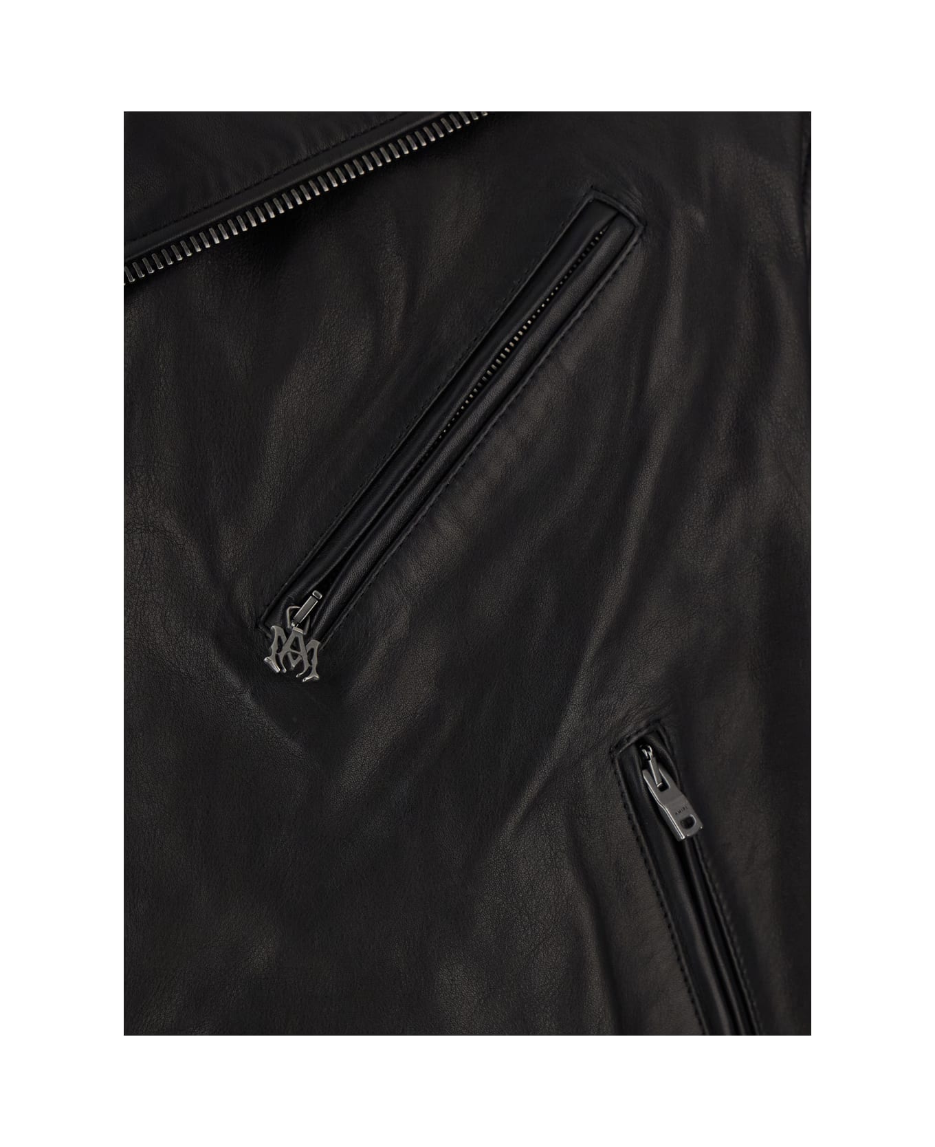 AMIRI Black Jacket With Wide Notched Revers And Maxi Logo Lettering Print On The Rear In Leather Man - Black