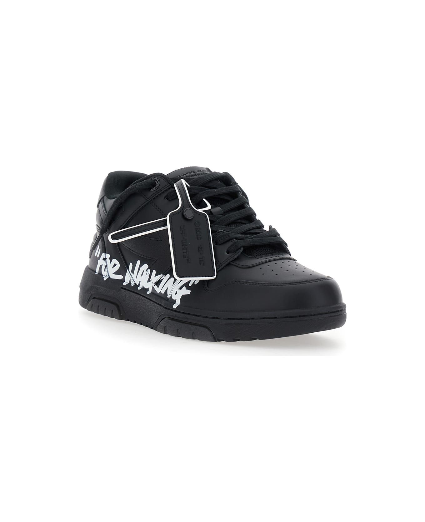 Off-White 'out Of Office' Black Low Top Sneakers With Arrow Patch In Leather Man - Black