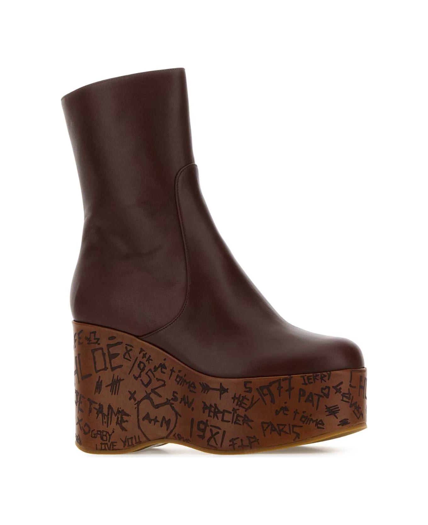 Chloé Chocolate Leather Maxime Wedges - SOOTYBROWN