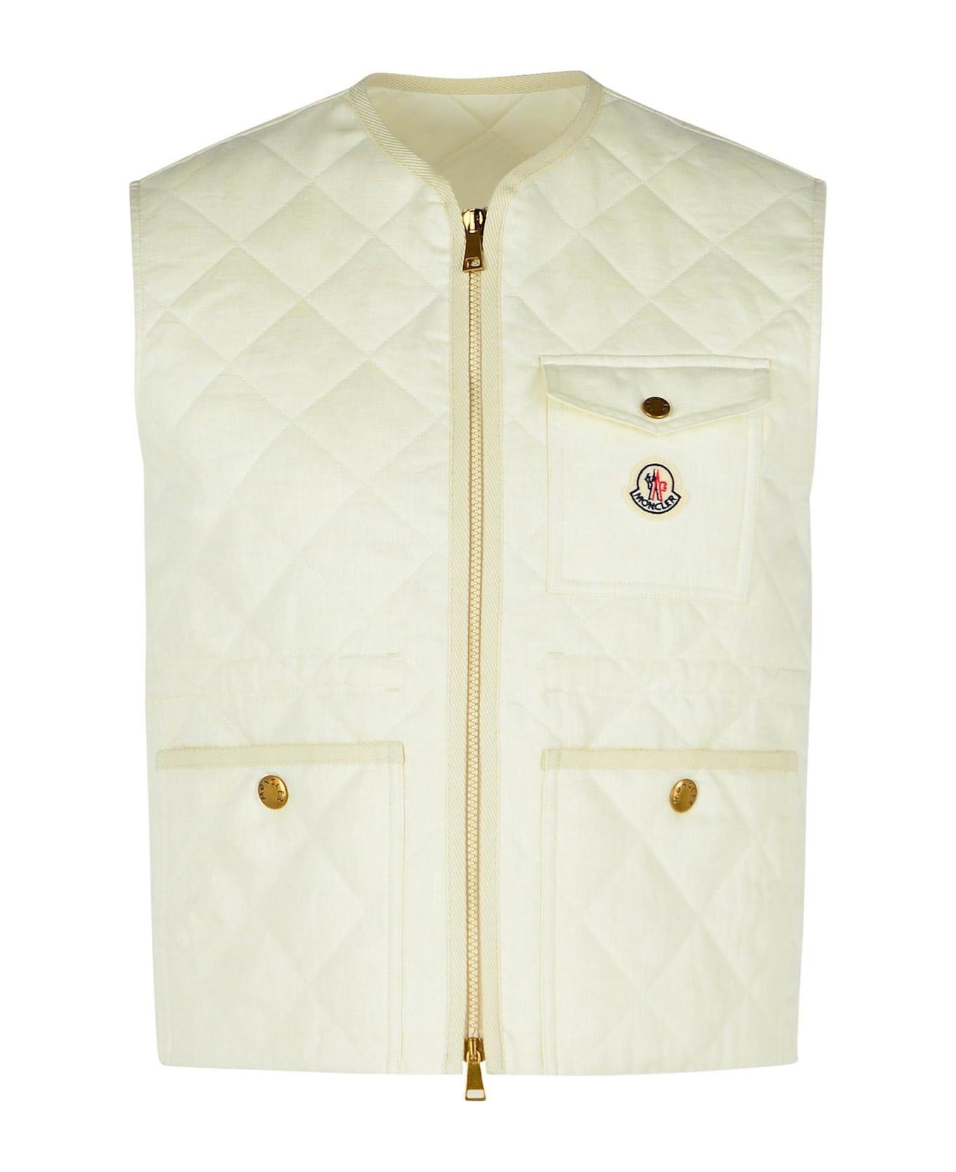 Moncler 'vigny' White Linen Vest - White