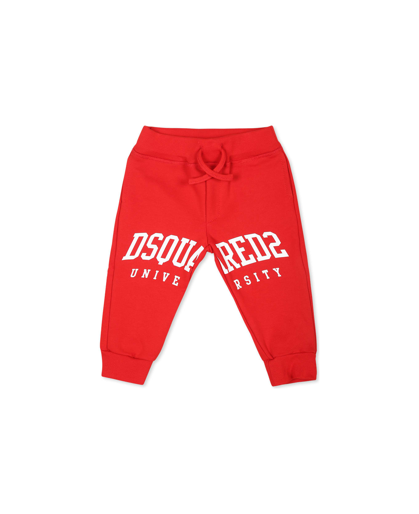 Dsquared2 Red Sweatpants For Baby Boy With White Logo - Red