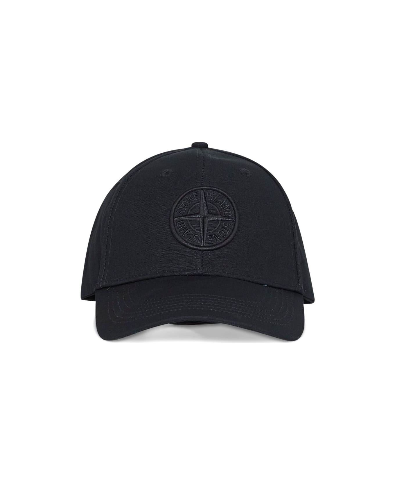 Stone Island Logo Cotton Baseball Cap - Black