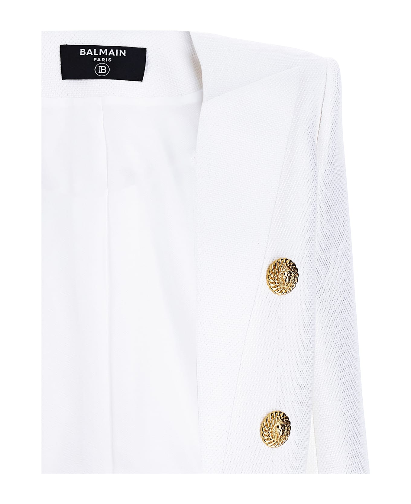 【関税込み】balmain Blazer Spencer BALMAIN Spencer button-embellished frayed cotton-blend tweed
