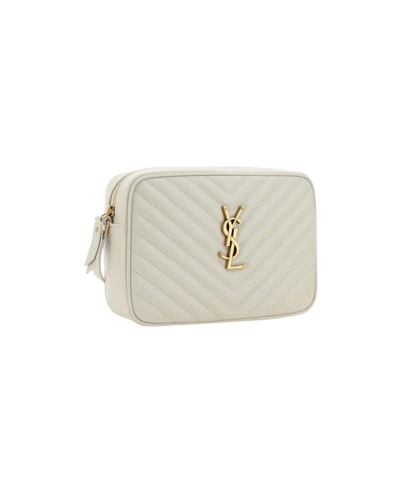 Saint Laurent Lou Zip-up Quilted Camera Bag - WHITE
