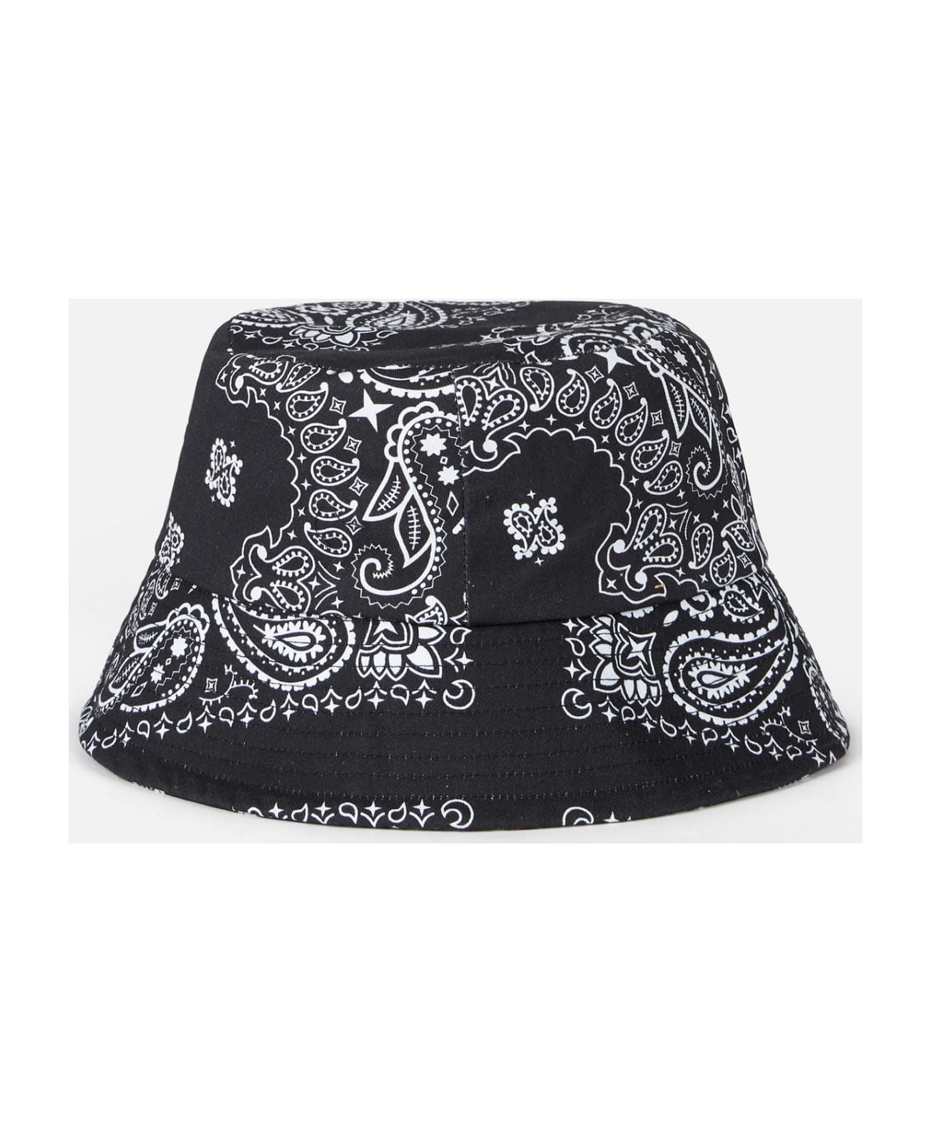 MC2 Saint Barth Cotton Bucket Hat With Front Embroidery And Bandanna Pattern - BLACK