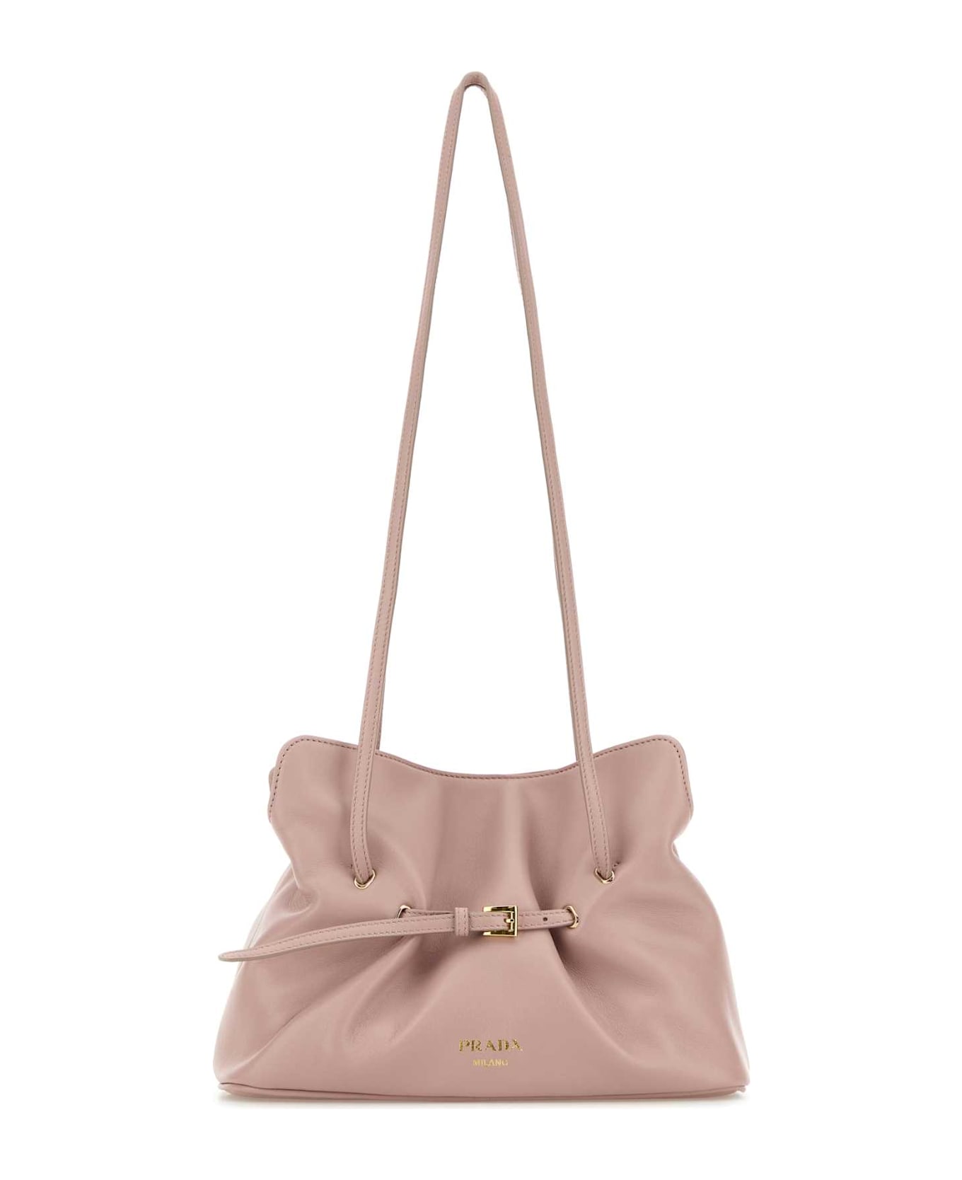 Prada Pink Nappa Leather Small Prada Dana Bucket Bag - OPALE