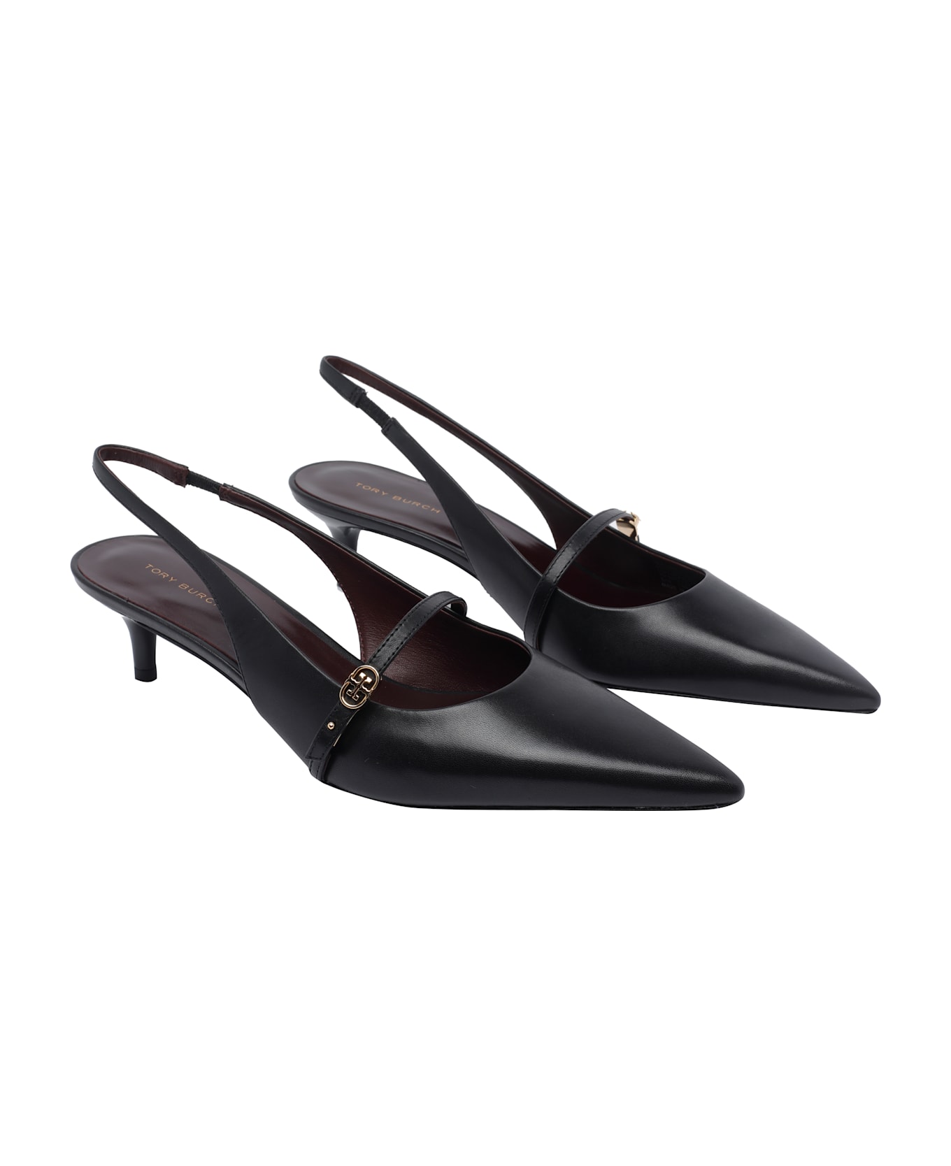 Tory Burch Double T Buckle Slingback - Black