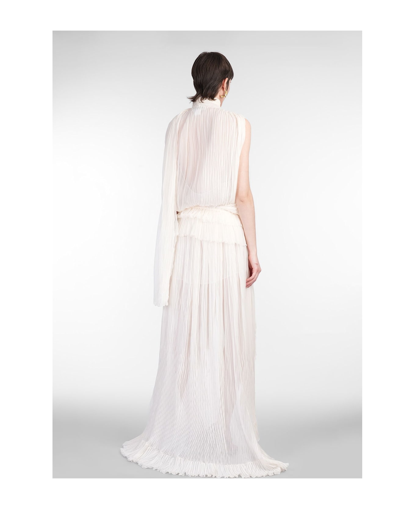 Blumarine Long Dress In Beige Silk - beige