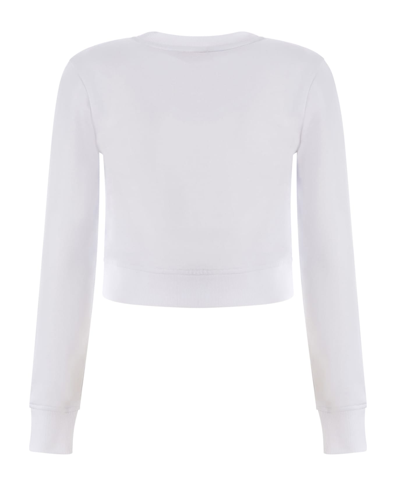 Diesel F-slimmy-od Felpa White Cropped Sweatshirt With Cut-out Oval-d - F Slimmy Od - White