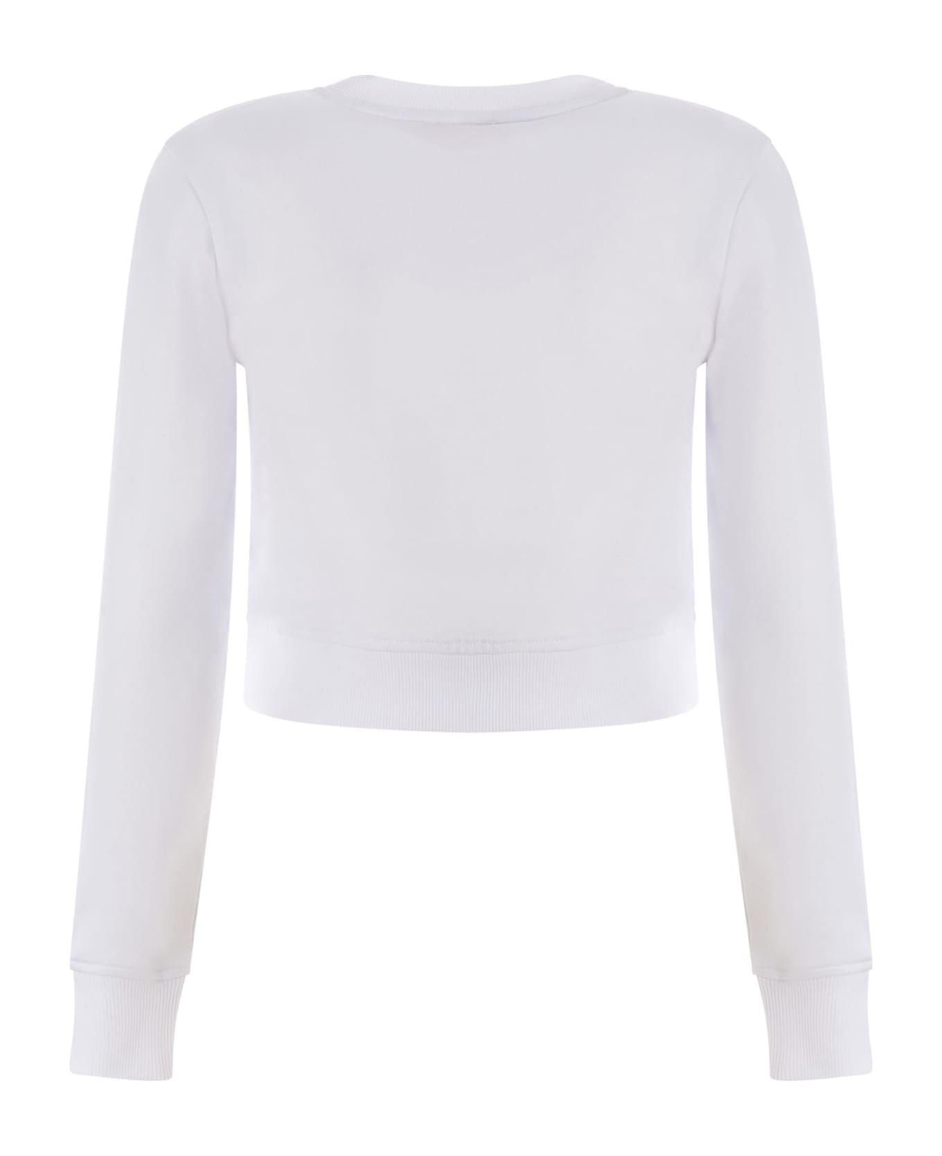 Diesel F-slimmy-od Felpa White Cropped Sweatshirt With Cut-out Oval-d - F Slimmy Od - White フリース