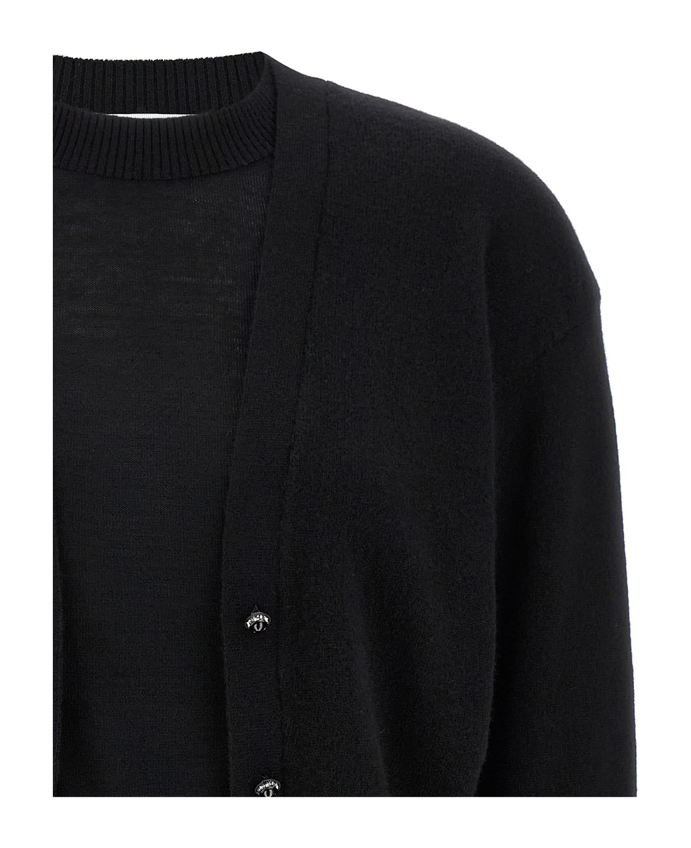 Paco Rabanne Trompe L
oeil Cardigan Sweater - Black  