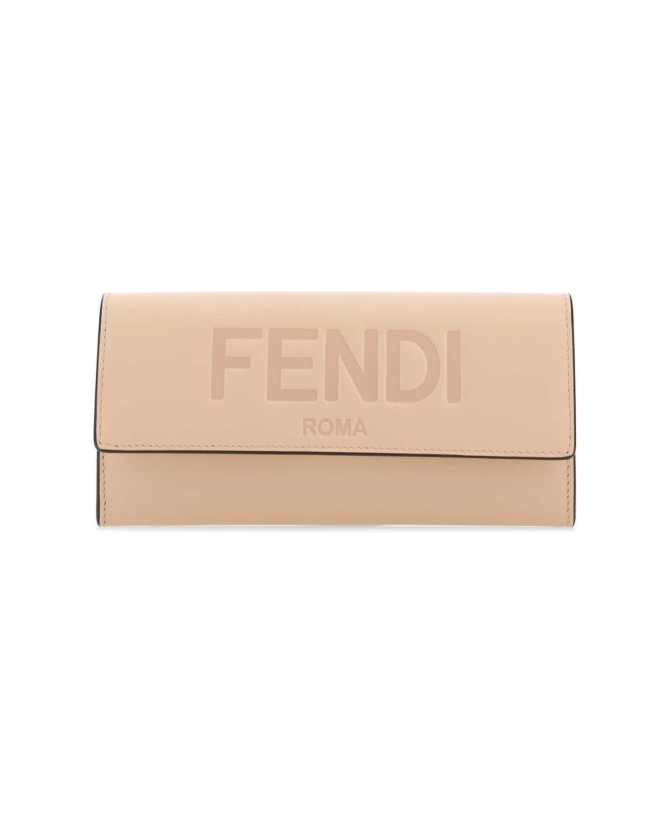 Fendi Logo Embossed Foldover Wallet - Light rose+os