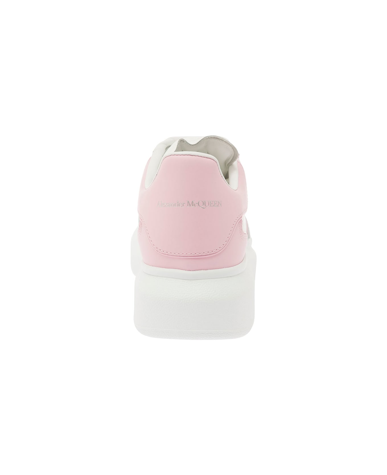 Alexander McQueen White And Pink Low Top Sneakers With Logo Detail In Leather Woman - White ウェッジシューズ