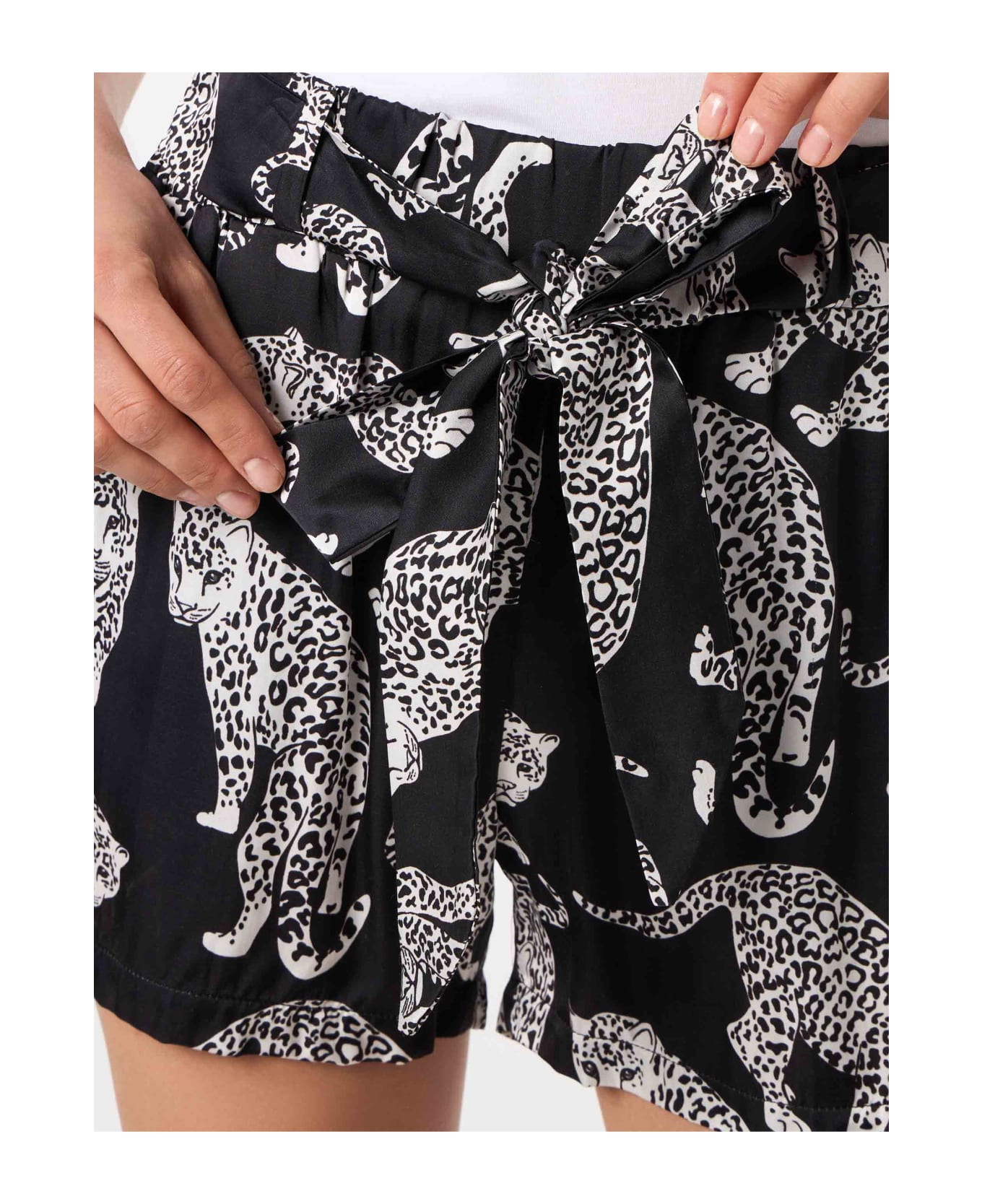 MC2 Saint Barth Tiger Print Woman Shorts - BLACK