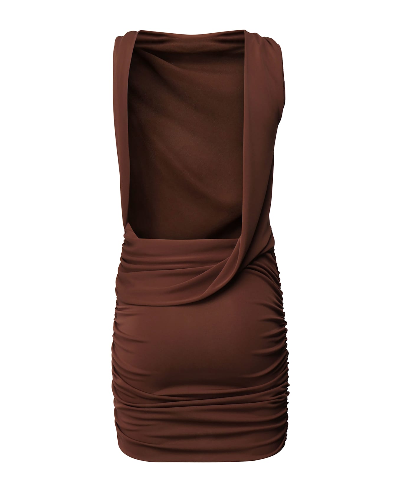 The Andamane Dress With Drape - Brown