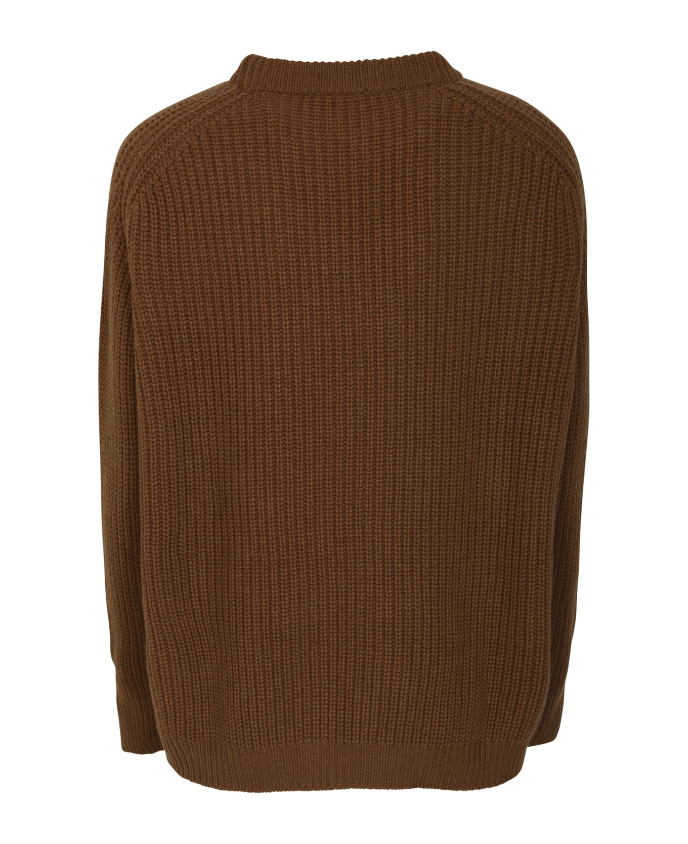 Saverio Palatella Rib Trim Woven Plain Sweater - Camel