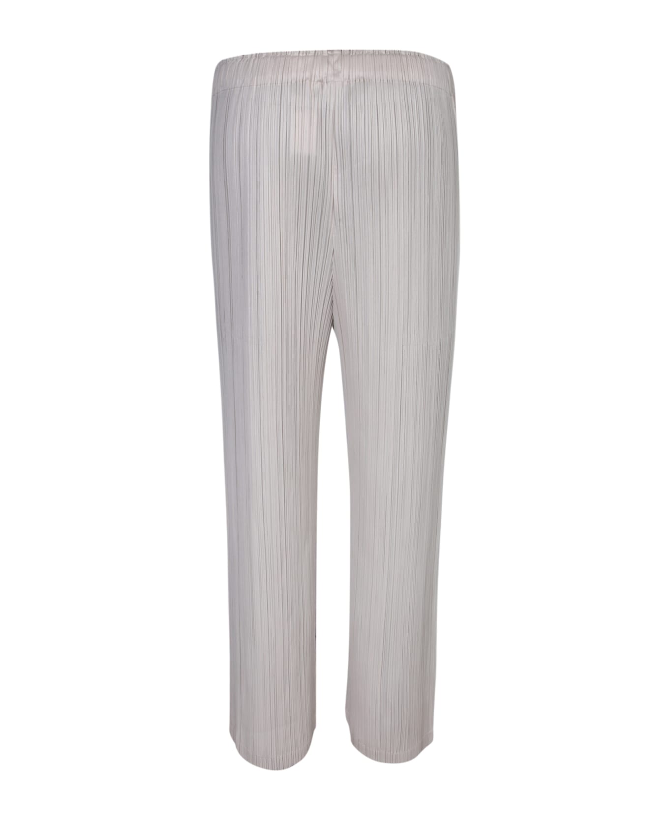 Issey Miyake Pleats Please Ivory Straight Trousers - White ボトムス